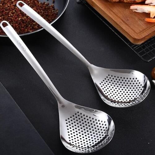 Stainless Steel Soup Filter Spoon Deep-Fried Food Mesh Skimmer Shovel Kitchen Tool Long Handle Strainer Colander 35.5x10.7cm