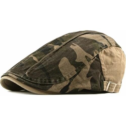 Spring Summer Newsboy Caps Men Camouflage Cotton Flat Peaked Cap Women Painter Beret Hats 20
