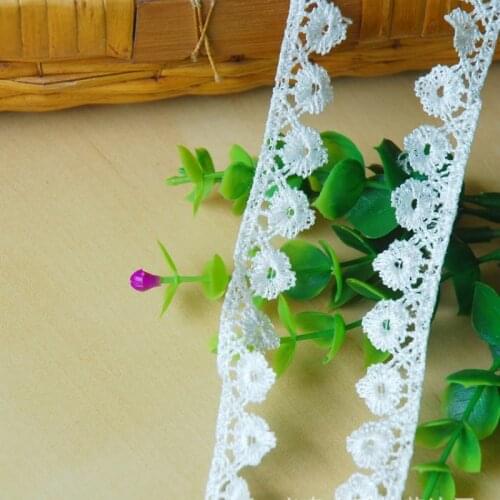 1 Yards White Flower Cotton Embroidered Lace Bilateral Applique Trim Ribbon Sewing Decor Craft DIY