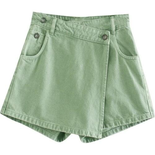 Summer Womens High Waist Fashion Solid Color Irregular Denim Casual Short Skirt Pants Shorts Girls Jeans