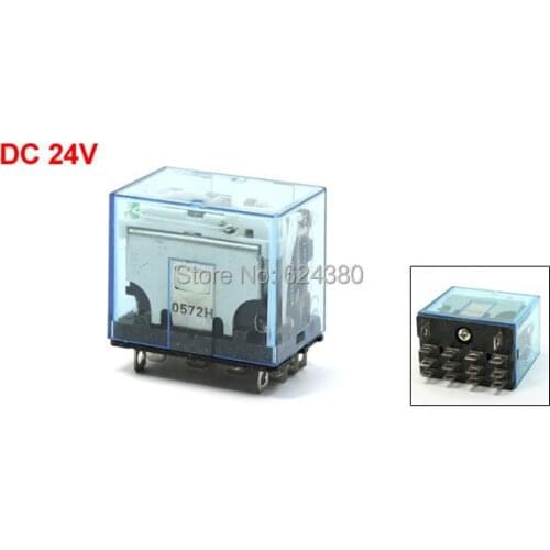LY4N-J Green LED Indicator DC 24V Coil General Purpose Electromagnetic Power Relay 14 Pin 4PDT 4P2T