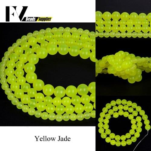 6 8 10 12mm Round Yellow Jades Beads Natural Stone Gem Beads For Jewelry Making Diy Bracelet Necklace Jewellery Accessories 15"