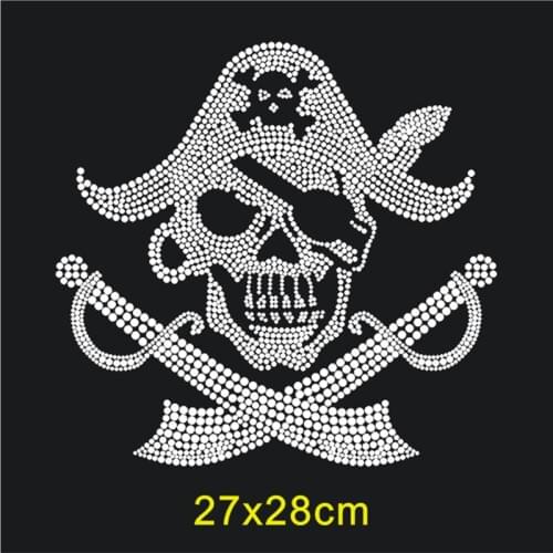 SINUAN Rhinestone Motif Iron-On Skull Patches Custom Rhinestones Crafts For T-Shirt 10Pcs Rhinestones Sticker Felt Applique