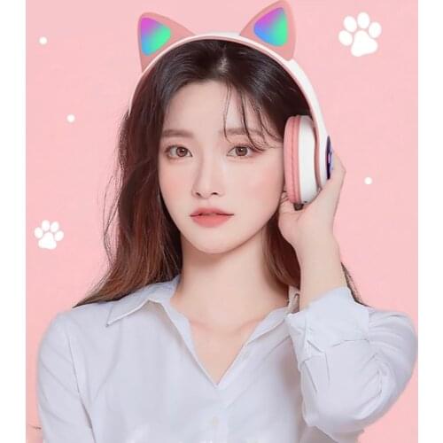 Headphone Head-Mounted Wireless Bluetooth Ears Cute Trendy Cool Game Music Mobile Phone Computer with Microphone Heavy Bass Less