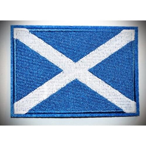 SCOTLAND FLAG embroidered iron-on PATCH SCOTTISH EMBLEM ST ANDREW CROSS BLUE new