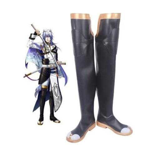 Sengoku Night Blood Uesugi Kenshin Cosplay Boots Shoes Black Men Shoes Costume Customized Accessories Halloween Party Shoes