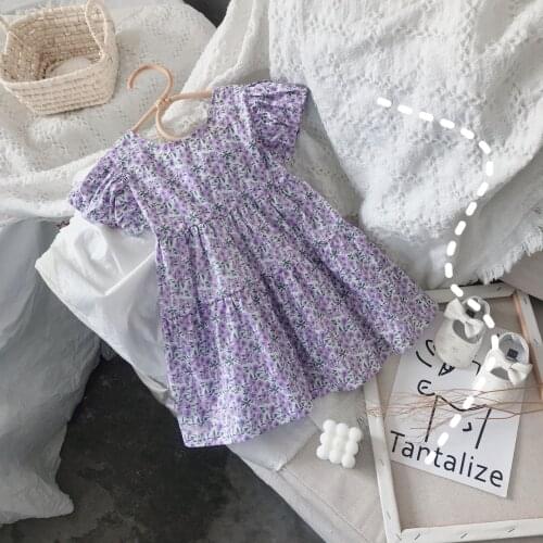 2-8T Flower Girls Dresses Toddler Kid Baby Girl Clothes Summer Short Sleeve Floral Dress Cute Sweet Elegant Sundress