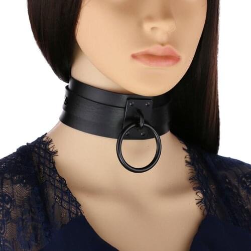 Oversized Choker Necklace Sexy PU Leather Women Collar Bondage Goth Belt Choker Gothic Necklace Club Party Punk Jewelry
