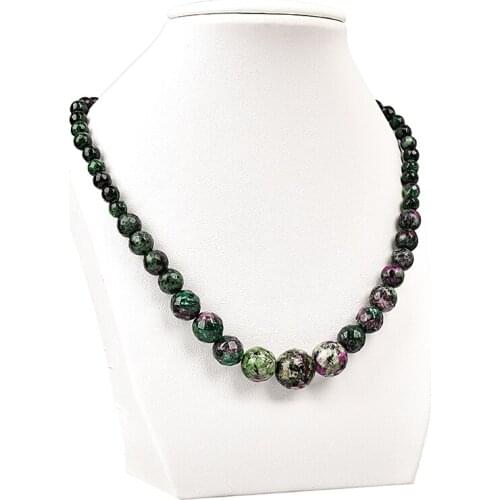 Fantastic Faceted Gemstone Beads 6-14mm Red Green Ruby Zoisite jewelry Necklace For Noble Character Women 18inch H110