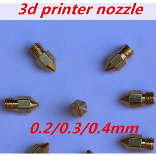 5pcs/lot 3D Printer Nozzle Mixed Sizes 0.2mm/0.3mm/0.4mm Extruder Print Head For 1.75MM MK8 Makerbot