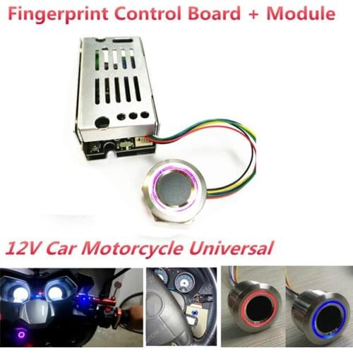 12V Fingerprint Control Board Fingerprint Module LED One Key Start For Car Door Motorcycle Lock Bike