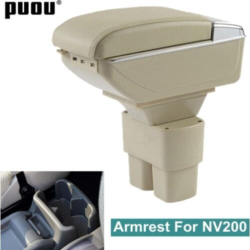 Armrest Box For Nissan NV200 Double Layer Heighten Store Content Storage Box Accessories Interior with USB Charging Ashtray LED