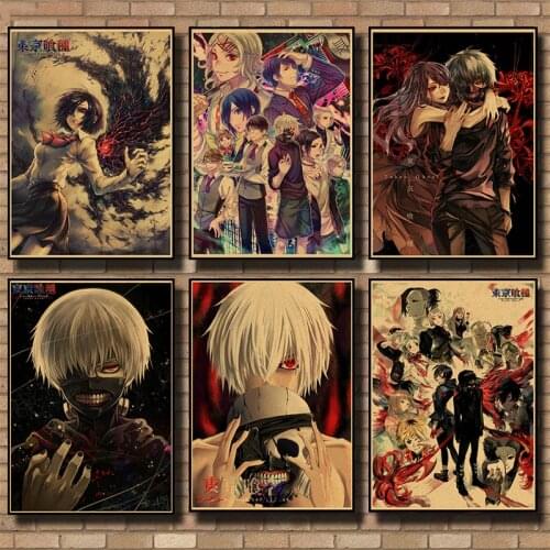 Classic Anime Tokyo Ghoul Character Poster Kraft Wall Paper Painting Bar Kids Room Home Decor Wall Stickers