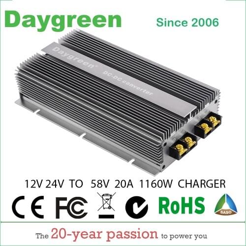 3 Years Warranty 12V/24V TO 58V 20A Step Up Boost Converter For Lead Acid NCM Auxiliary Battery Charger CE RoHS Certificated