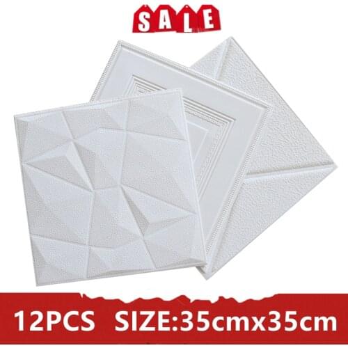 12PCS Self Adhesive Foam Wallpaper 3D Wall Panel Living Room 3D Wall Stickers Bedroom Kids Room Brick Papers Home Decoration