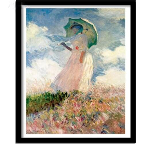 Diy Claude Monet Woman With a Parasol Wall Art Canvas Paintings Reproductions Impressionist Famous Prints Home Decoration