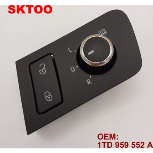 SKTOO Fit for Volkswagen full reversing top a mirror knob rear view mirror adjust knob safety switch chrome assembly
