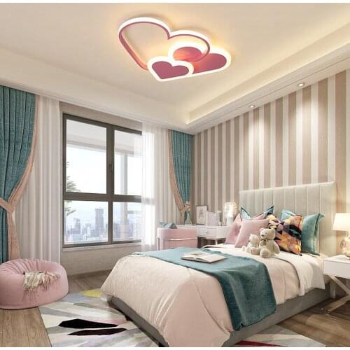 LED Modern Minimalist Ceiling Lamp Personality Creative Bedroom Nordic Light Luxury Pink Love Girl Childrens Room Decorative