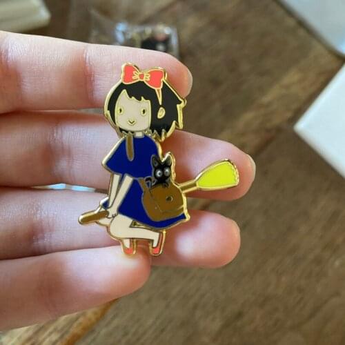 Kikis Delivery Services Hard Enamel Pins Pastel Cartoon Animal Cute Gigi Cat Brooches Hayao Miyazakis Anime Lapel Badges