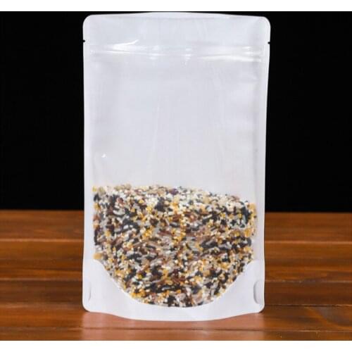 100pcs/lot White Kraft Paper Self Sealing Bag Tea Dried Fruit Zero Food Sealed Mouth Packing Bags