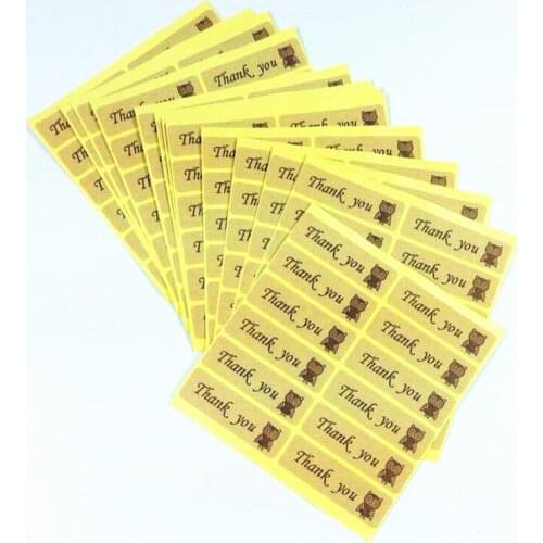 120PCS Vintage thank you with Owl sealing label Kraft Rectangle gift Sticker for baking Handmade Products children' DIY