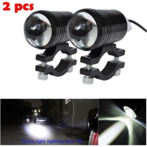 2PCS LED U1 Lens Motorcycle Headlight Driving Fog Light Spot Lamp & Switch