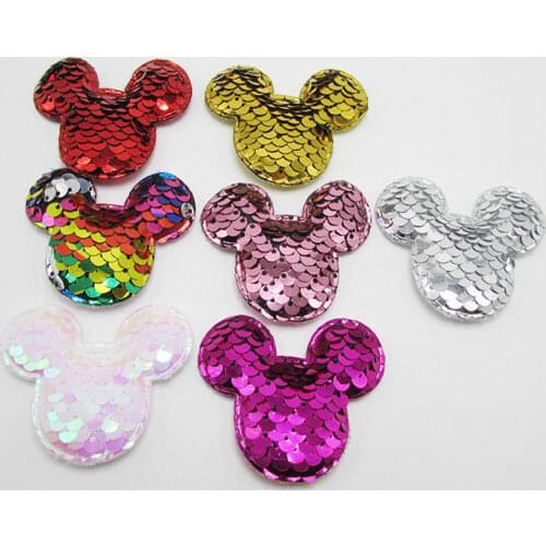 20pcs 5.5*4.5cm Glitter Paillette Pads Patches Cat Appliques for Craft Clothes Sewing Supplies DIY Hair Clip Accessories