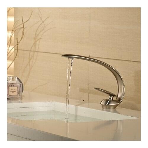 2015 New NIckel basin mixer washbasin design Bathroom faucet mixer waterfall Hot and Cold Water taps for basin of bathroom