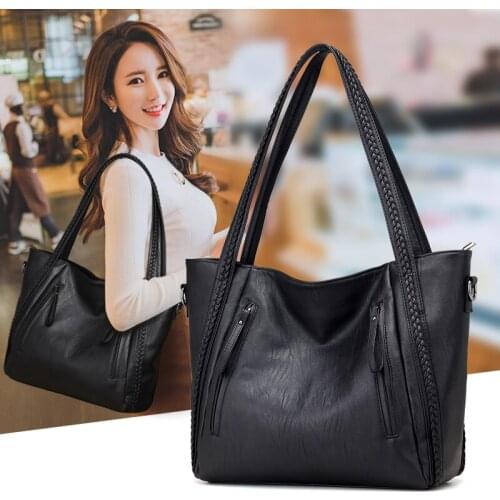 BENVICHED 2021 brand high quality soft leather large pocket casual handbag womens handbag shoulder bag large capacity handbag