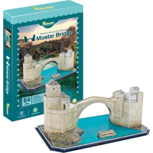 Architecture Mostar Bridge 3D Paper DIY Jigsaw 3429 Puzzle Model Educational Toy Kits Children Boy Gift Toy