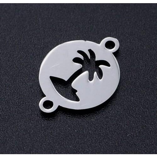 5pcs/lot Palm Tree diy Connector Charms Wholesale 100% Stainless Steel Custom Finding Connectors Factory Sale