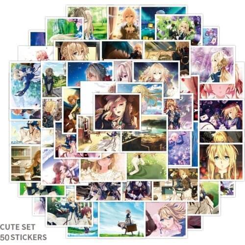 52pcs/pack Japanese Anime Violet Evergarden Anime Stickers for DIY Computer Scrapbook Luggage Skateboard Motorcycle Bicycle