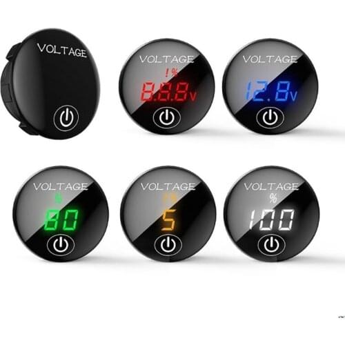 Car Motorcycle DC 5V-48V LED Panel Digital Voltage Meter Battery Capacity Display Voltmeter with Touch ON OFF Switch