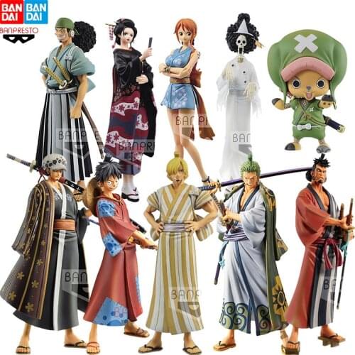 Bandai Original Banpresto DXF One Piece and The Land of Luffy Luo Solong Choba Sanji Nami Usopp Figure Model GiftDecoration