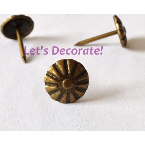 Free DHL shipping 3000pcs/lot 11mm Brass Plated Daisy Flower Home or Garden Decorative Tack, Hobnail, Upholstery Nail