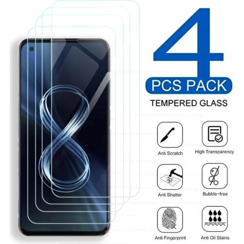 For zenfone8 glass 4pcs tempered glass for asus zenfone 8 5g 2021 5.92'' HD explosion proof screen protectors film shelid cover