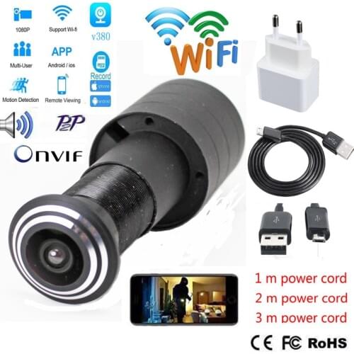 Door Eye Hole Security 2mp HD 2.1mm Lens Wide Angle FishEye CCTV Network Mini Peephole WifI Camera P2P TF Card
