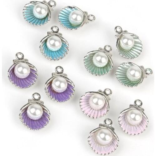 Hot 10Pcs Multicolor Enamel Shell Charm Alloy Beads Fit For DIY Necklace&Bracelet Jewelry Pendant Making