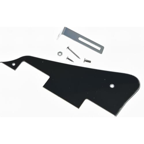 KAISH Black 3 Ply LP Guitar Pickguard Scratch Plate with Chrome Bracket Fits LP