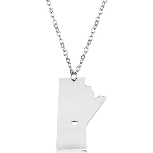 Canada Map Manitoba Pendant Necklaces Charm Country Necklace Rose Gold Stainless Steel Love Hometown Gifts Women Fashion Jewelry