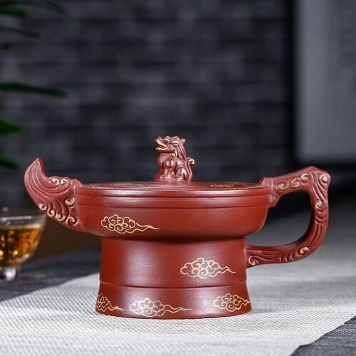 Yixing Purple Clay Pot Raw Mine Dahongpao Handmade Gold Wolong Xiangyun 270ml Teapot Tea Set Kung Fu Tea Set