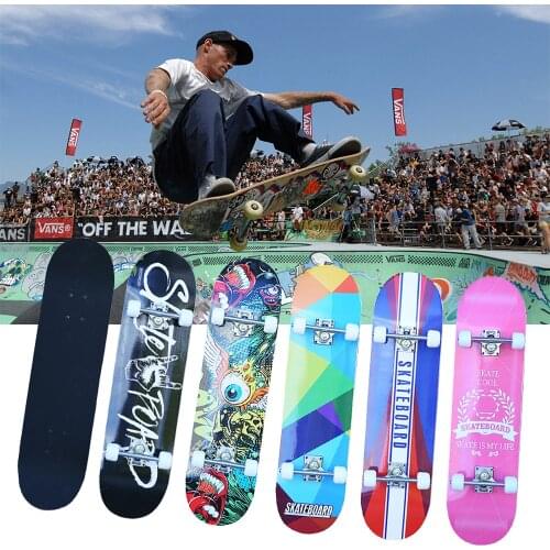 Maple Skateboard Adult Children Four-Wheel Aluminum Alloy Double Tilt Skateboard Sticker Pattern Long Board Teenager Gift 2021