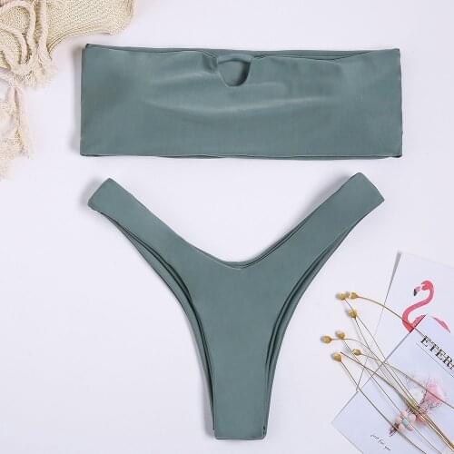 Off Shoulder Swimwear 2019 Solid Bikini Brazillian Swimsuit Biquini Maillot De Bain Femme Women Bikini Set Sexy Female Swimming