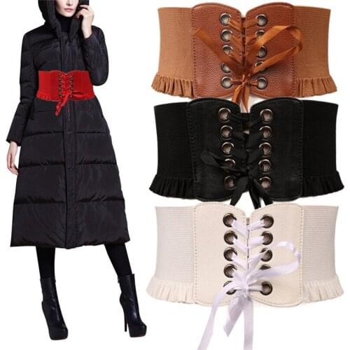 Top Selling Womens Lady Stretch Buckle Waist Belt Wide Lace Elastic Corset Waistband