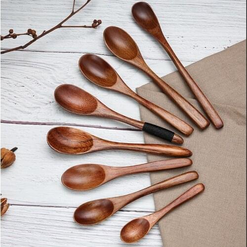 1pcs Natural Wood Spoon Bamboo Cooking Utensil Coffee Kitchen Teaspoon Tableware Accessories; soup spoon