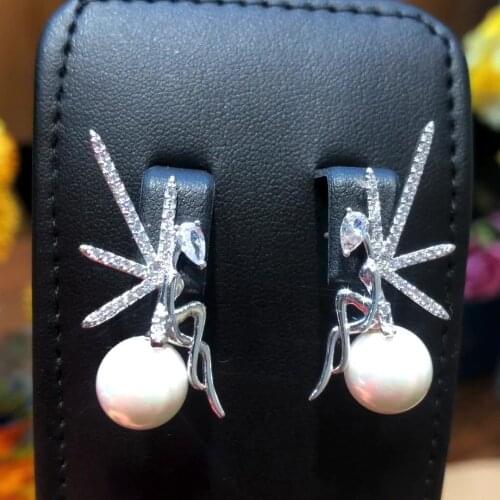 Missvikki Elf Angel Girl White Peal Stud Earrings Jewellery Boucle D Oreille Earings Cubic Zirconia Trendy Fashion Women Jewelry