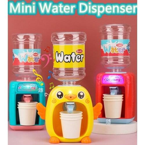 Cartoon Funny Yellow Duck Drink Machine Simulation Mini Water Dispenser Fountain Play House Educational Toys Kid Gift