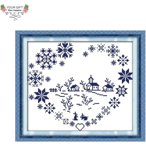 Your Gift Free Shipping 14CT 11CT Counted and Stamped Love Village Needlework Embroidery Cross Stitch Kits for Home Decor J267