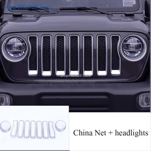 For Jeep Wrangler 2018 2019 Front Head Light Lamp Cover/Medium frame Trim Strip Exterior Accessories ABS Chrome Carbon Black Red