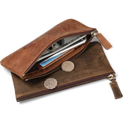 Ruil 2017 New mens wallet Top Quality retro handmade authentic oil leather crazy horse leather Handbag coin dollar purse